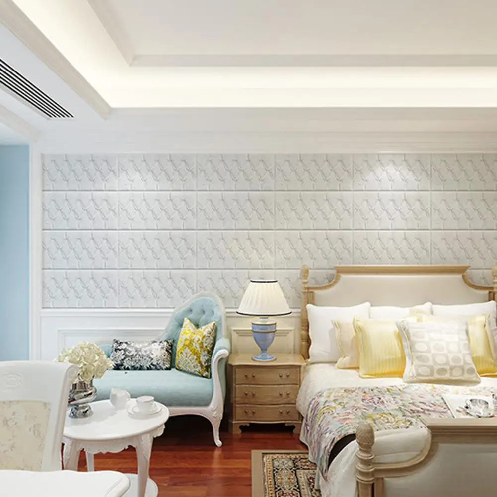 3D искусственная кожа PE пена Водонепроницаемая самоклеющаяся настенная бумага