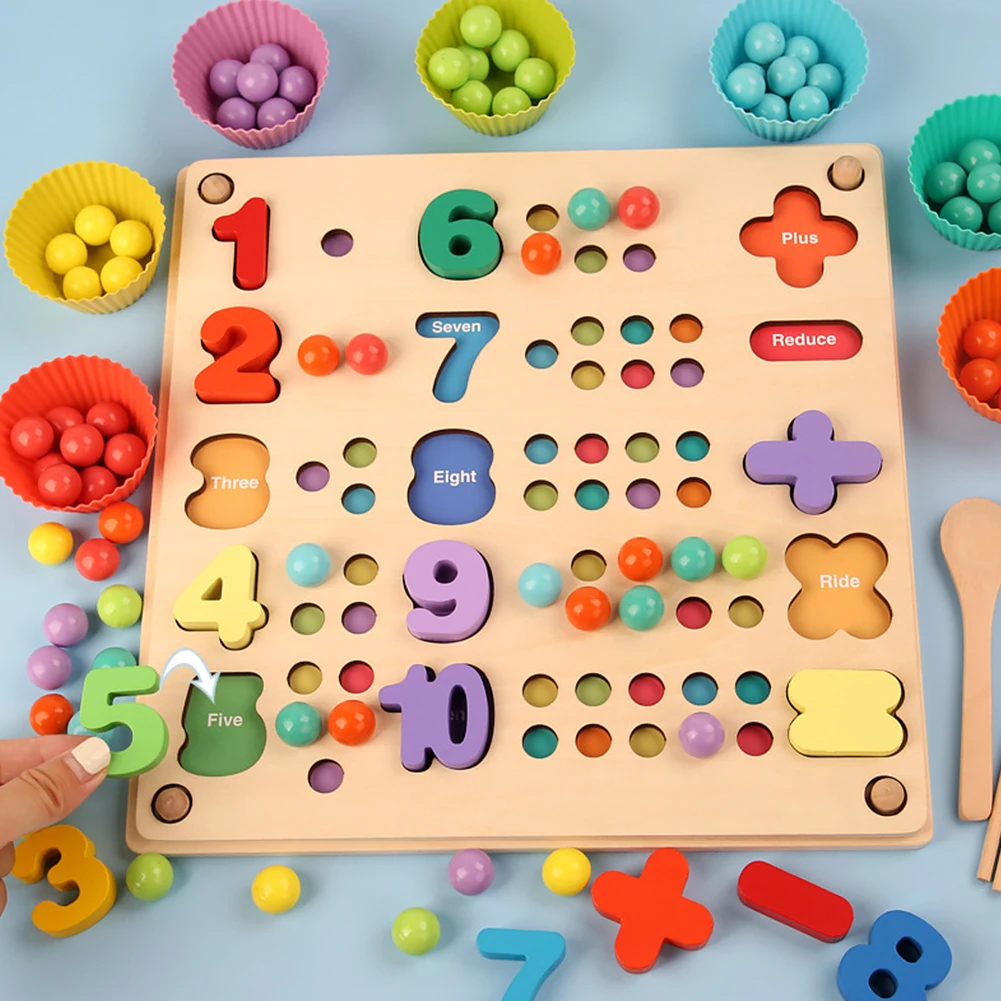 

2021 новые детские развивающие деревянные математические игрушки Монтессори, детская деревянная доска-колышек, головоломка с цифрами, магни...