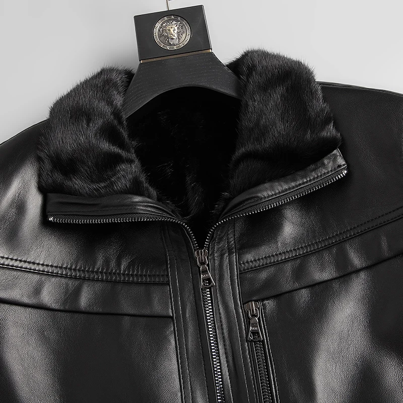 Куртка DK мужская из натуральной кожи теплая зимняя повседневная верхняя одежда