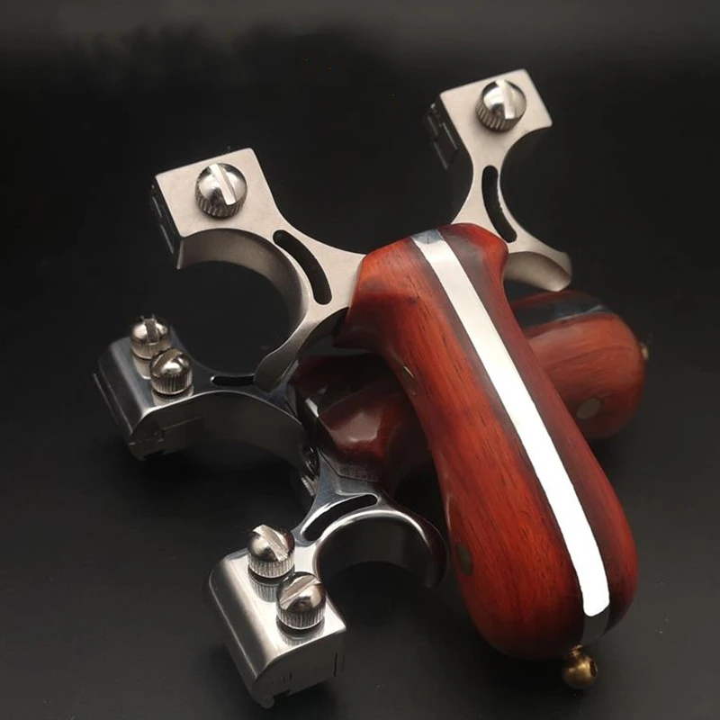 

Outdoor Hunting Slingshot 98K Slingshot Flat Rubber Band Stainless Steel High Precision Recurved Flat Rubber Band Sight Wooden