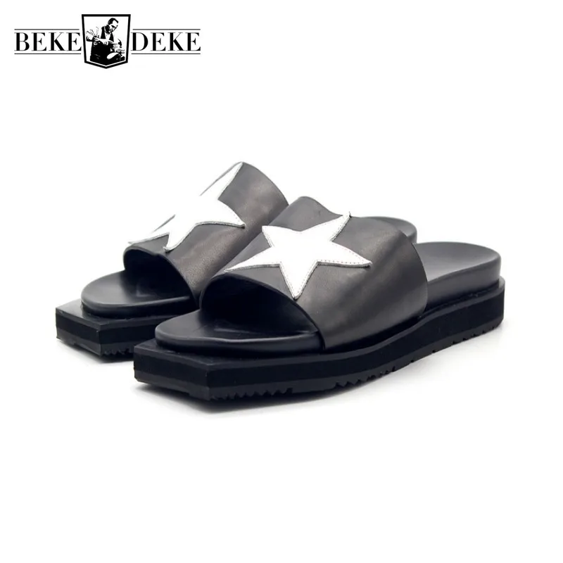 Мужские сандалии из коровьей кожи модные уличные шлепанцы на платформе пляжные