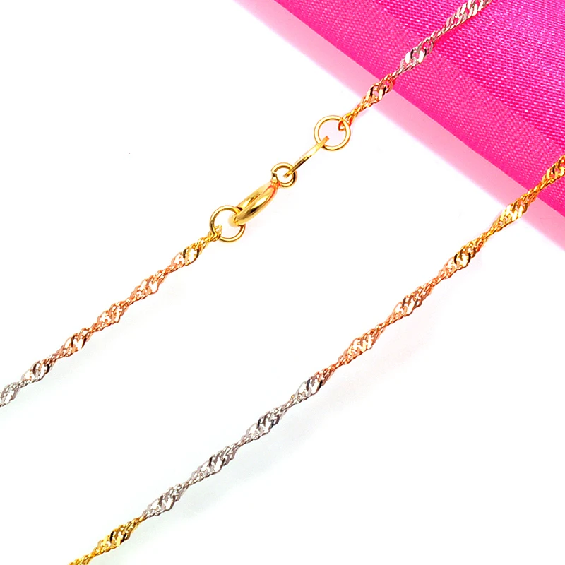 

Тонкое ожерелье из 18-каратного желтого золота AU750, классическое ожерелье из волнистой цепи для женщин