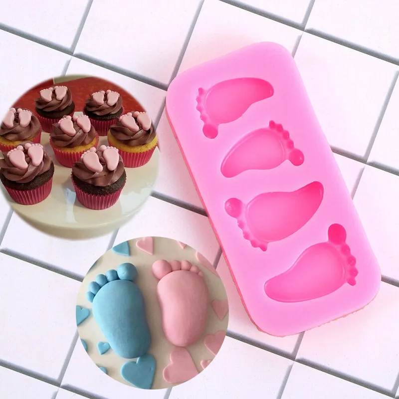 

3D Baby Feet Silicone Mold Chocolate Fondant Cake Decorating Baking Tool Bakeware Pudding Baking Paste Mold