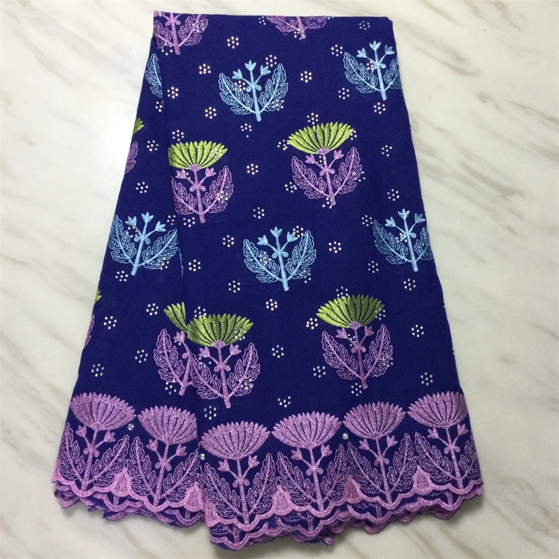 

H&Q newest swiss voile lace fabric in switzerland 5 yards for sewing embroidery african lace fabric with stones and rhinestones