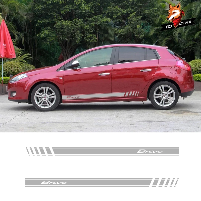 

Vinyl Graphics Racing Side Stripes Vehicle Decals Auto Stickers Car Sticke Car Accessaries for Fiat Bravo Abarth 2 PCS