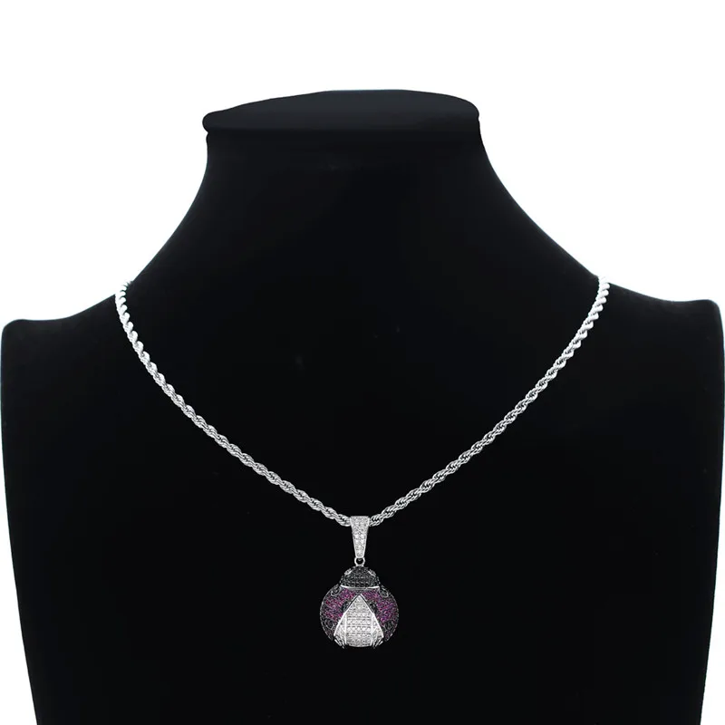 Новый цепи из нержавеющей стали кубический циркон подвеска &quotБожья коровка&quot