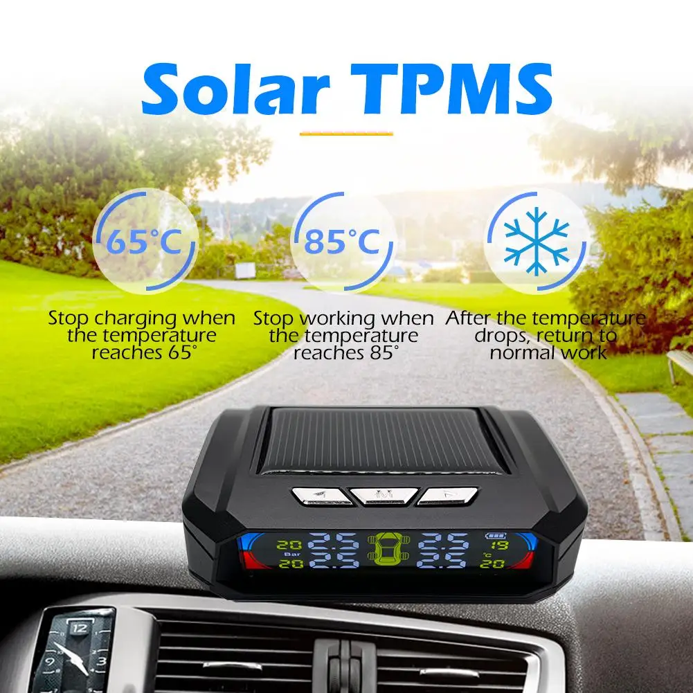 

Car TPMS Auto Tire Tyre Pressure Monitoring System AN-06A Solar with 4 Sensors High-efficiency Solar Panels Super-sequence