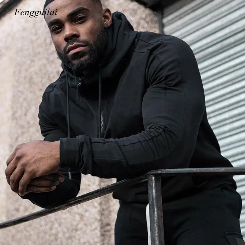 

Winter Men Muscle Pullover Hoodie Sweatshirt High Quality Running Jacket Fitness Sportswear Autumn Workout Hip Hop Streetwear