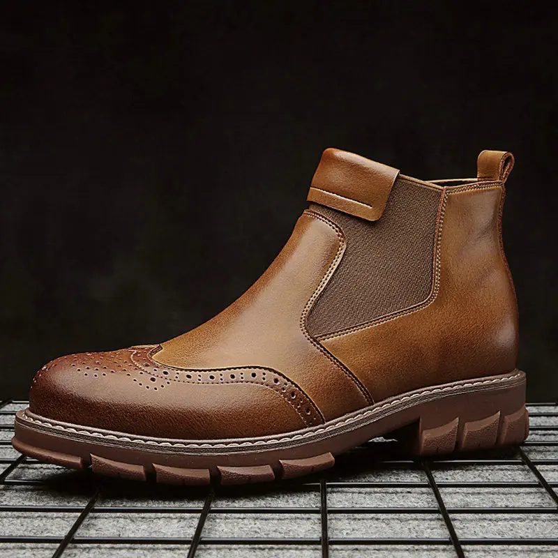 

Мужские ботинки челси из натуральной кожи, водонепроницаемые Полусапоги, Рабочая обувь для улицы, Осень-зима