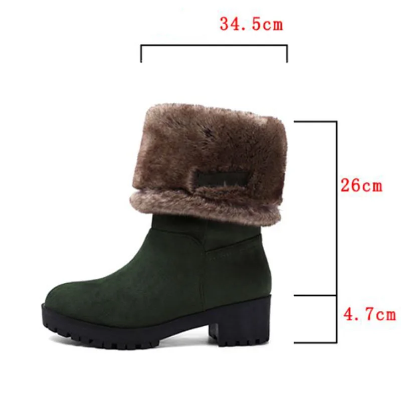 Taoffen Women Winter Snow Boots Chunky Heels Plush Fur Warm Ankle Round Toe Platform Casual Outdoor Shoes Size 34-43 | Обувь