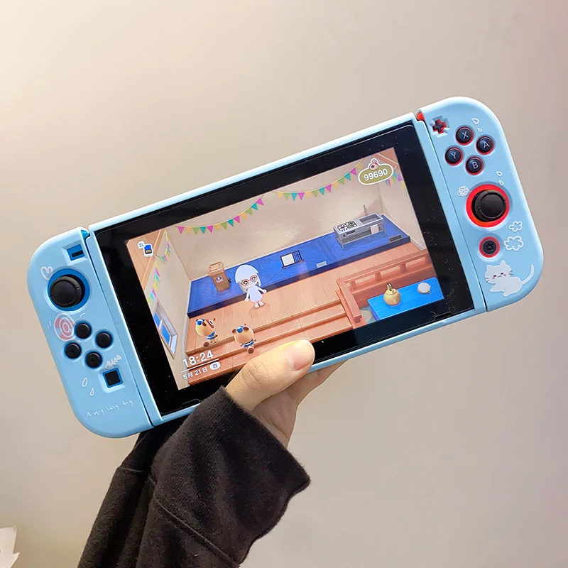 

STARRY FOREST cute cat blue soft protective case shell for nintendo switch for girls cool summer