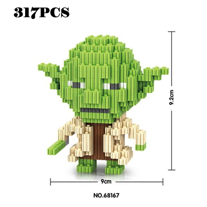317pc Master Yoda Строительные блоки, игрушки для детей, Super Mario Bros, алмазные мини-блоки, Doraemoned, супер герой, Narutoes, Звездные войны, Детский Рождественский подарок - Цвет: 317pc Master Yoda