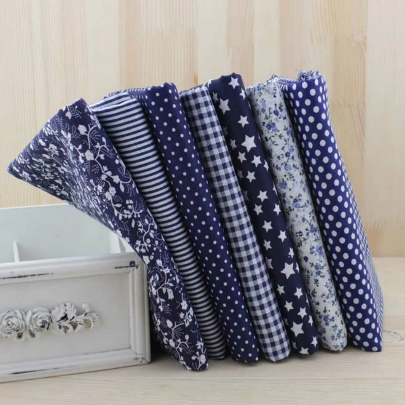 Booksew 7 шт. темно синий 50 см x Fat кварталы Хлопок Ткань для DIY Вышивание лоскутное S Tilda