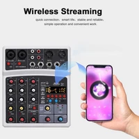 protable mini mixer audio dj console 4 channel with sound card usb 48v phantom power for pc recording singing webcast party
