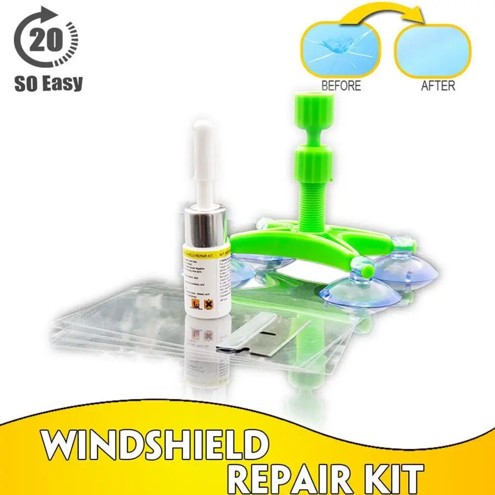 Windshield Repair Kit Quick Fix Car Cracked Glass Windscreen Tool Resin Sealer DIY Auto Window Screen Polishing | Автомобили и