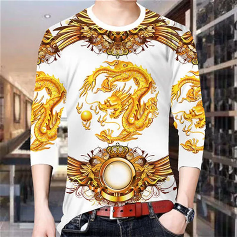 

Spring and autumn men's long-sleeved T-shirt men's round neck shirt men's 3D printed bottoming shirt plus fat increase 200 kg