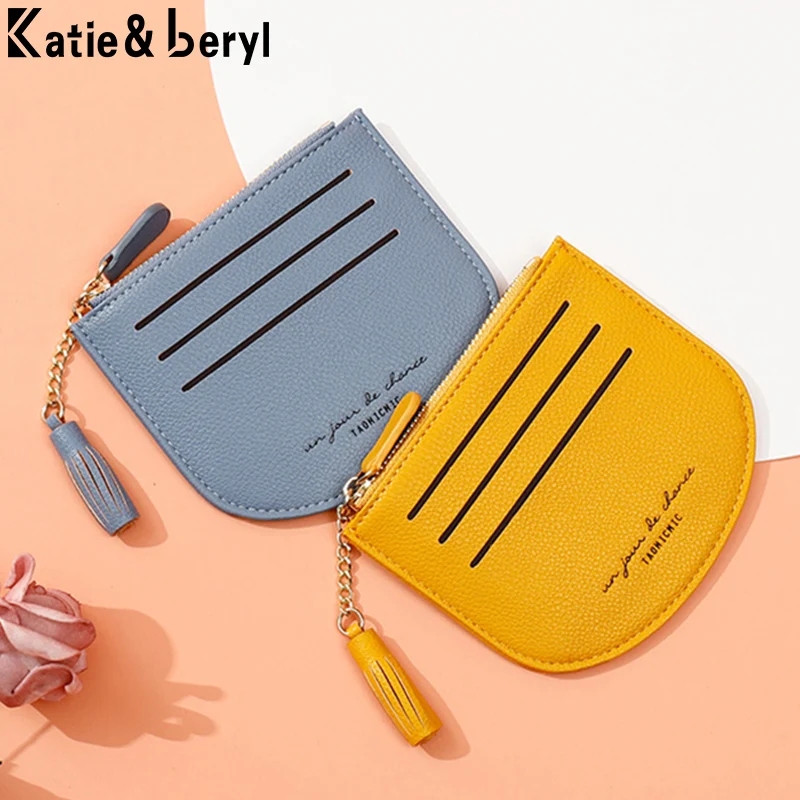 Брендовый мини-кошелек для женщин с кисточками Мягкий Кожаный Дамский деловой