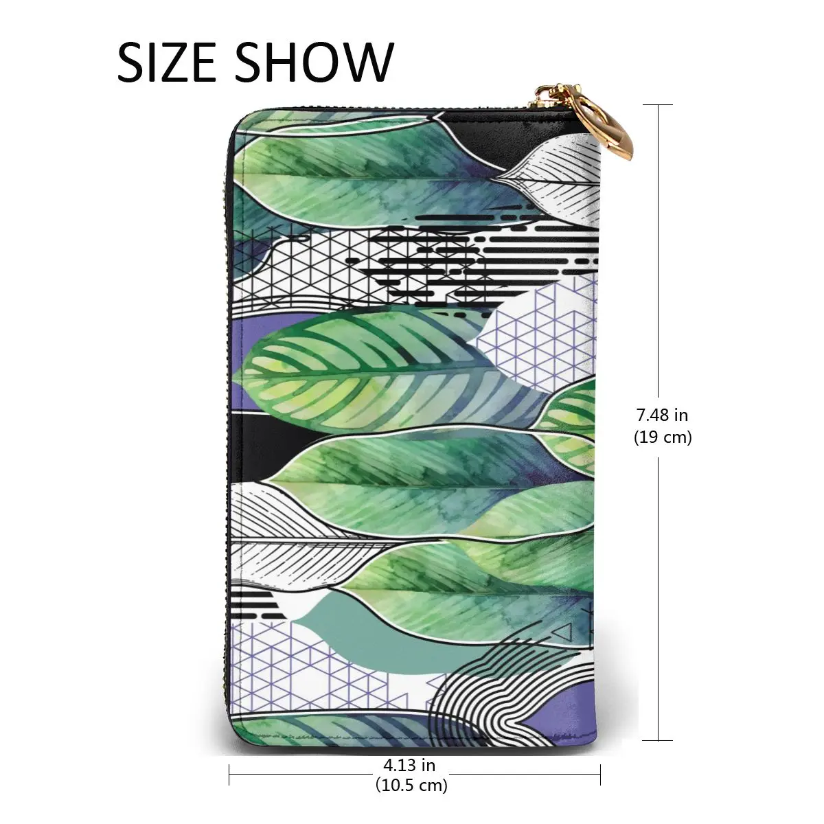 

Long Clutch Wallet Exotic Heliconia Leaves Large Capacity Leather Purse Zipper Pocket Card Holder for Woman Man