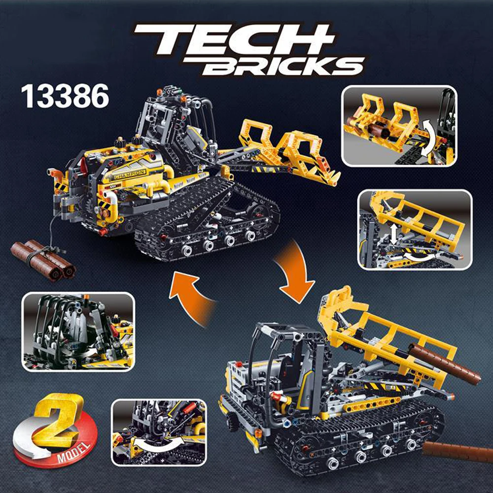 

13386 827pcs 2in1 42094 Tracked Loader City Model Building Blocks Bricks Toys Children