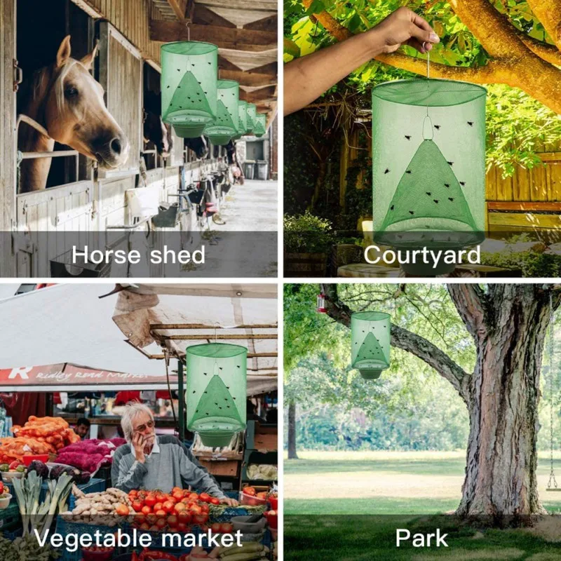 Складная подвесная зеленая ловушка для мух # сетка + горшок (без приманки) Лидер