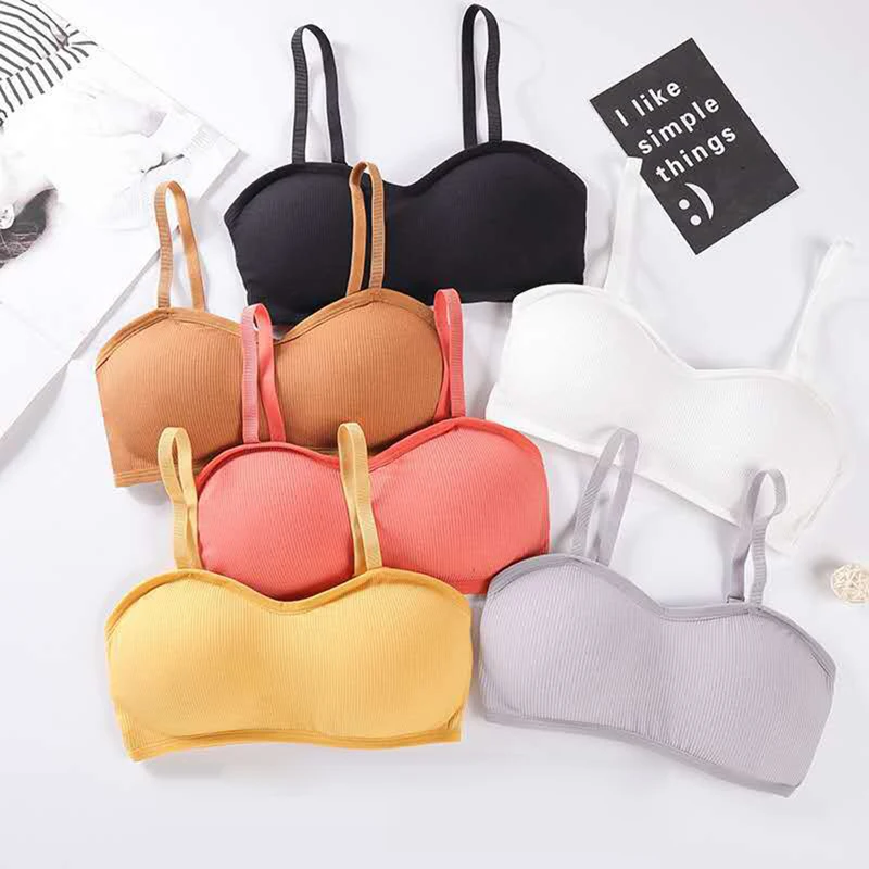 

Oeak Elastic Gathering Bralette Push Up Bra Summer Solid Anti-light Korean Style Wild Bra Tube Top Sexy No Rims Bra