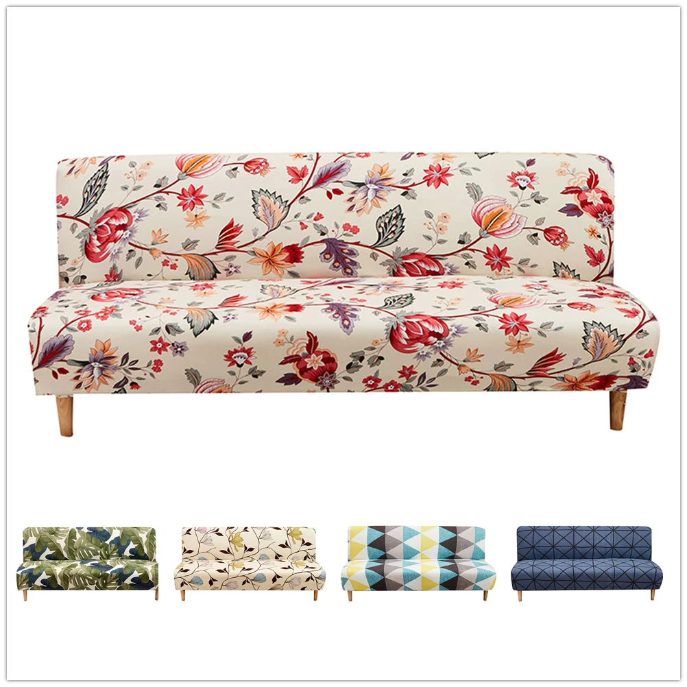 

Flower Print Stretch Sofa Bed Cover Without Armrest All-inclusive Elastic Folding Couch Cover Furniture Slipcover Sofa Protector