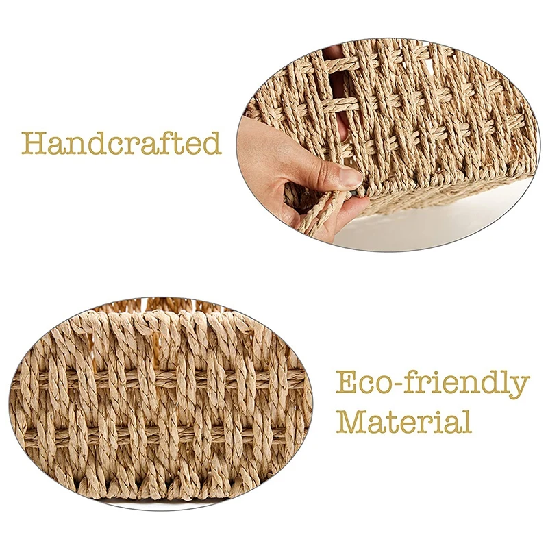 

3 Pack Woven Storage Basket, Handmade Wicker Storage Basket with Removable Liner Home Decoration Organize