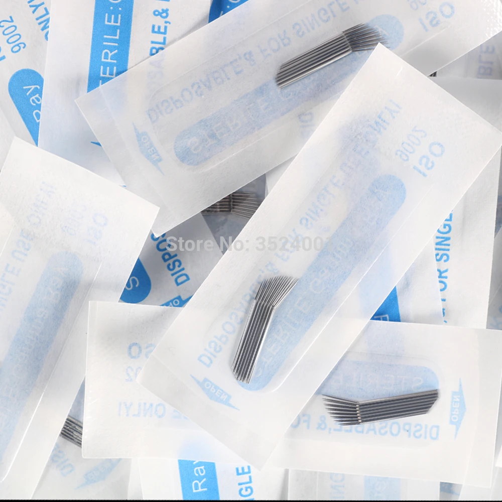 Бесплатная доставка 50 игл для перманентного макияжа 3D Ручка с лезвием из