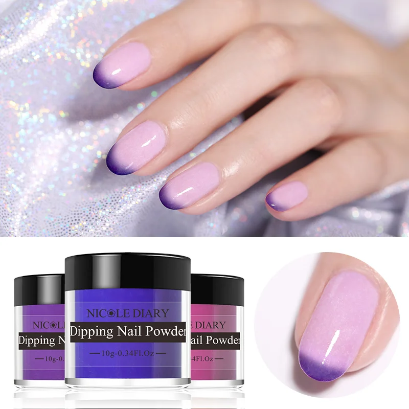 Порошок для ногтей NICOLE DIARY 10 г термальный меняющий Цвет Серый Фиолетовый s
