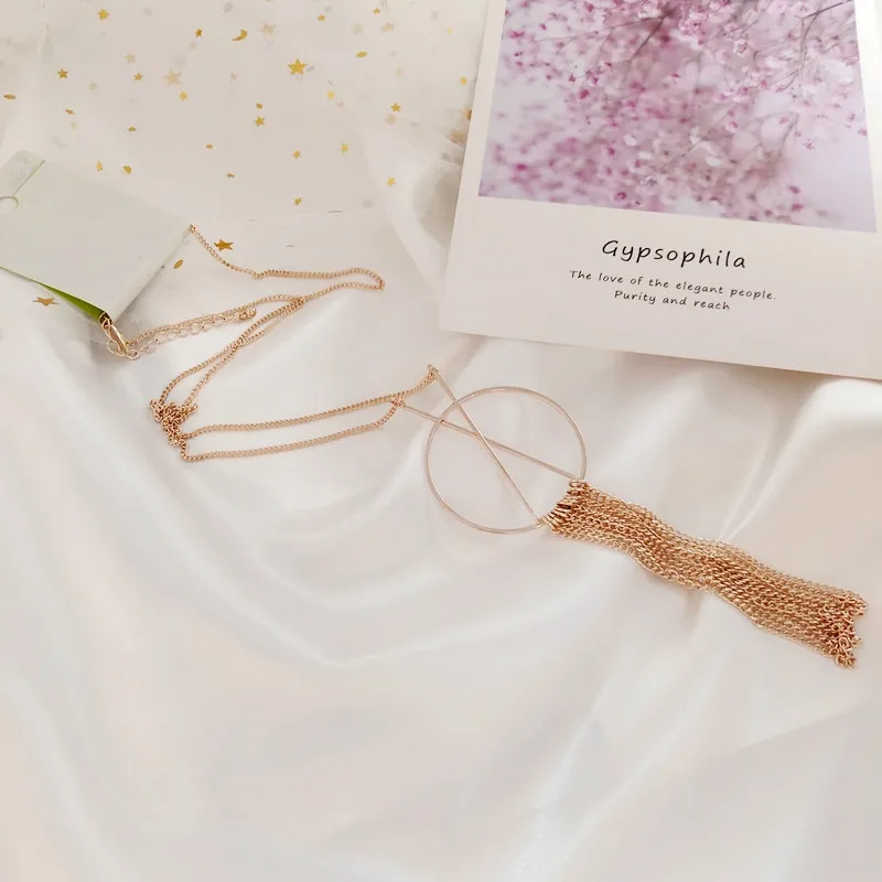 V054 бигбинг модные ювелирные изделия круглая цепь кисточка сердце длинная