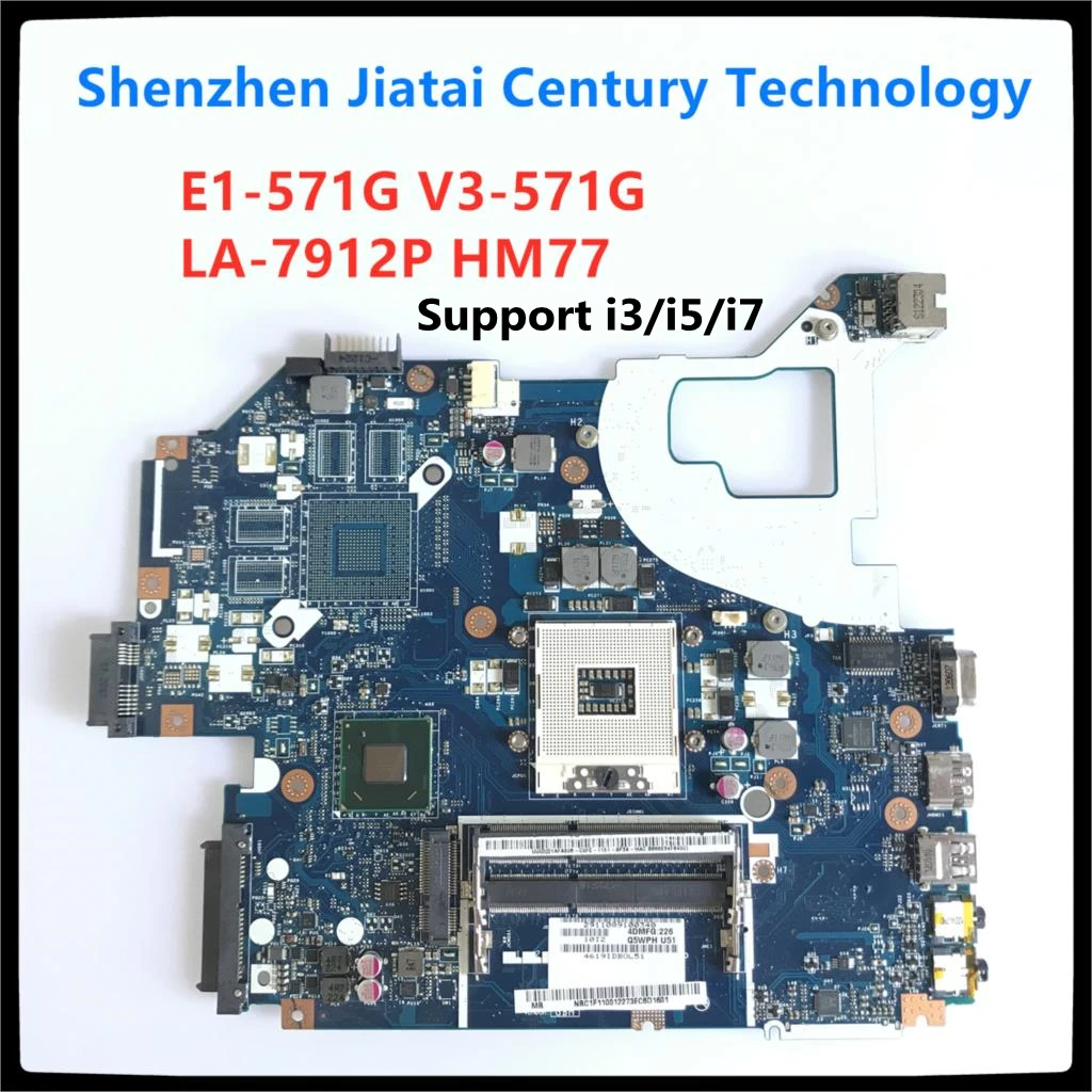 Q5WVH LA 7912P для ACER Aspire E1 571G V3 571 NV56R Материнская плата ноутбука HM77 SLJ8C DDR3 NB.Y1111.001 100%