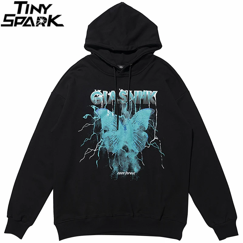 

Толстовка с капюшоном в стиле хип-хоп, уличная одежда с принтом бабочки и буквами, пуловер с капюшоном 2021, мужская повседневная хлопковая То...