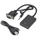 Переходник с VGA на HDMI-совместимый выход 1080PHD с аудио VGA2HDMI TV AV на HD TV видео кабель конвертер адаптер
