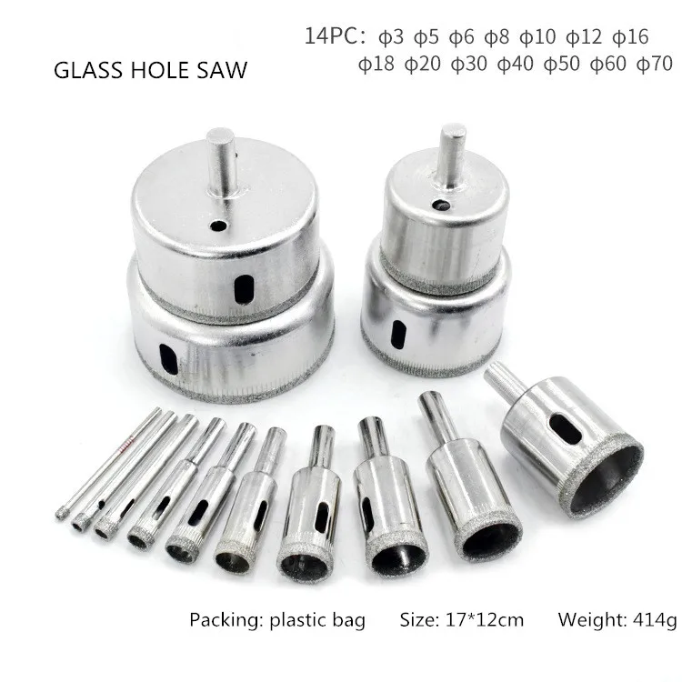 Стекло Расширитель отверстий 14PC сделать отверстия на глазурованная плитка