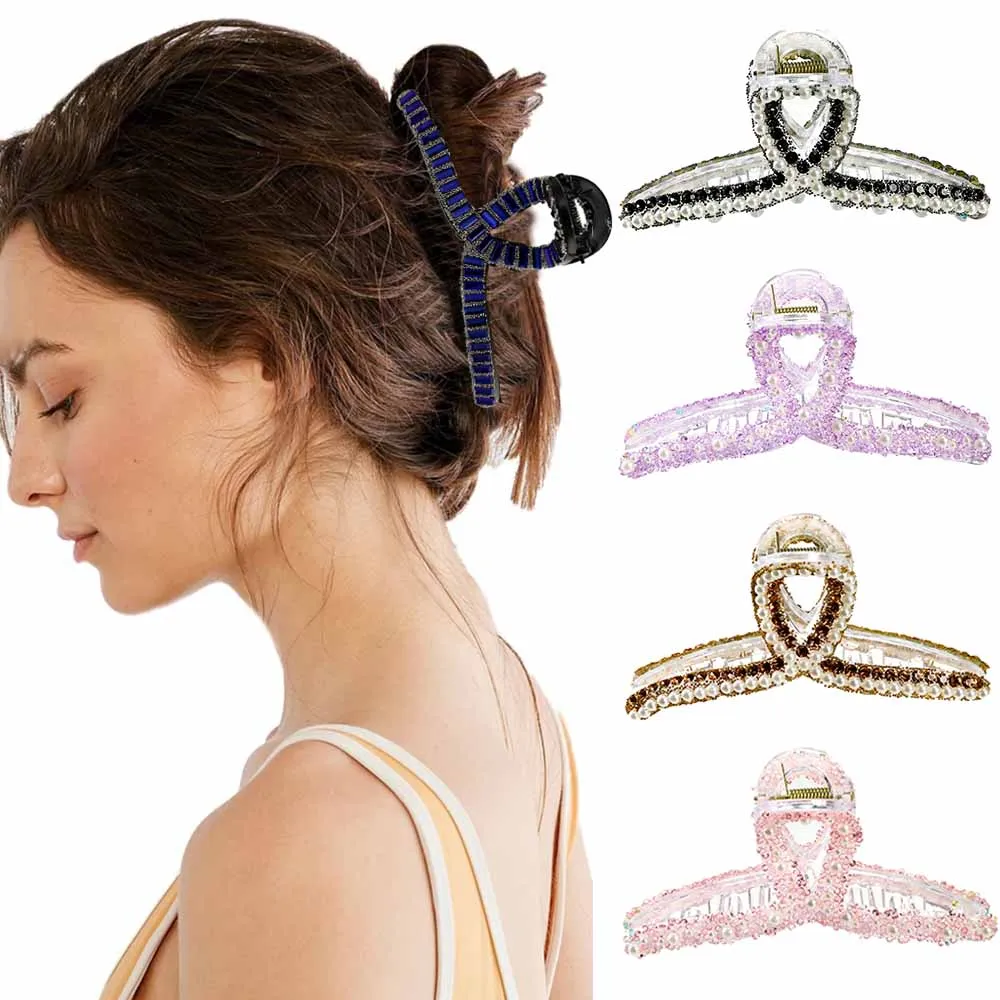 

Haimeikang Large Size Ponytail Hair Claws Hairpins Women Fashion Hair Clips Headwear Rhinestone Pearl Hair Accessories Barrettes