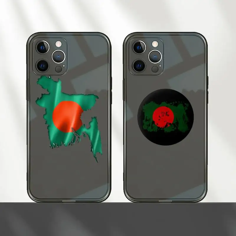 

Bangladesh flag Phone Case For iPhone 12 11 8 7 mini pro X XS XR MAX Plus Black Transparent Cover