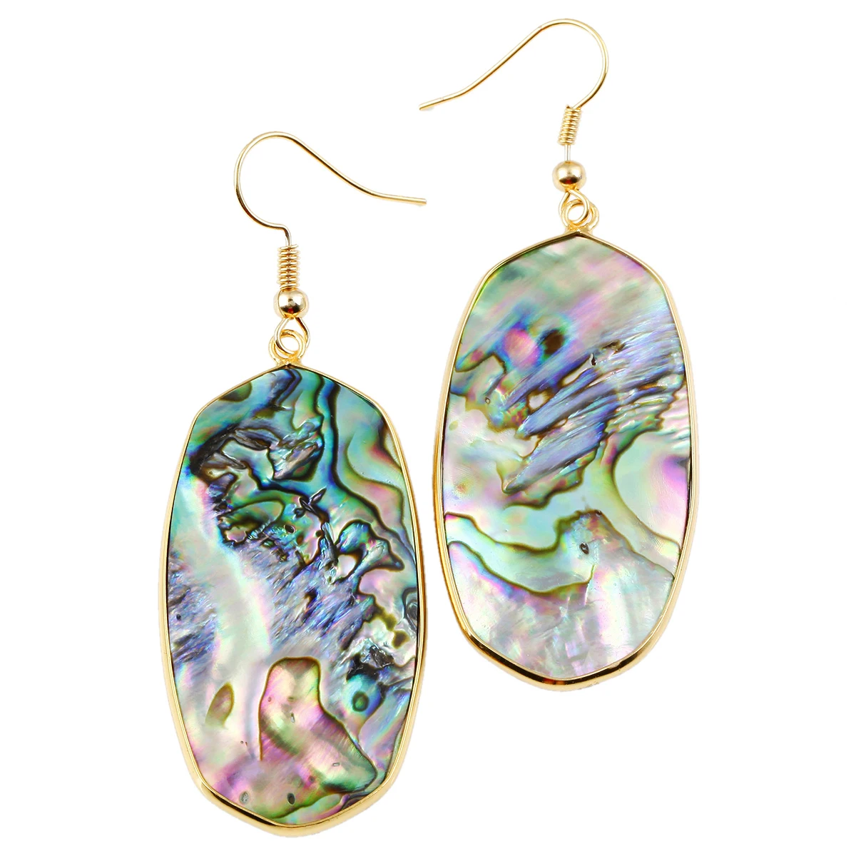 

Natural Stone Drop Earring Labradorite Abalone Seashell Green Howlite Turquoise Dangle Earring For Women Jewelry
