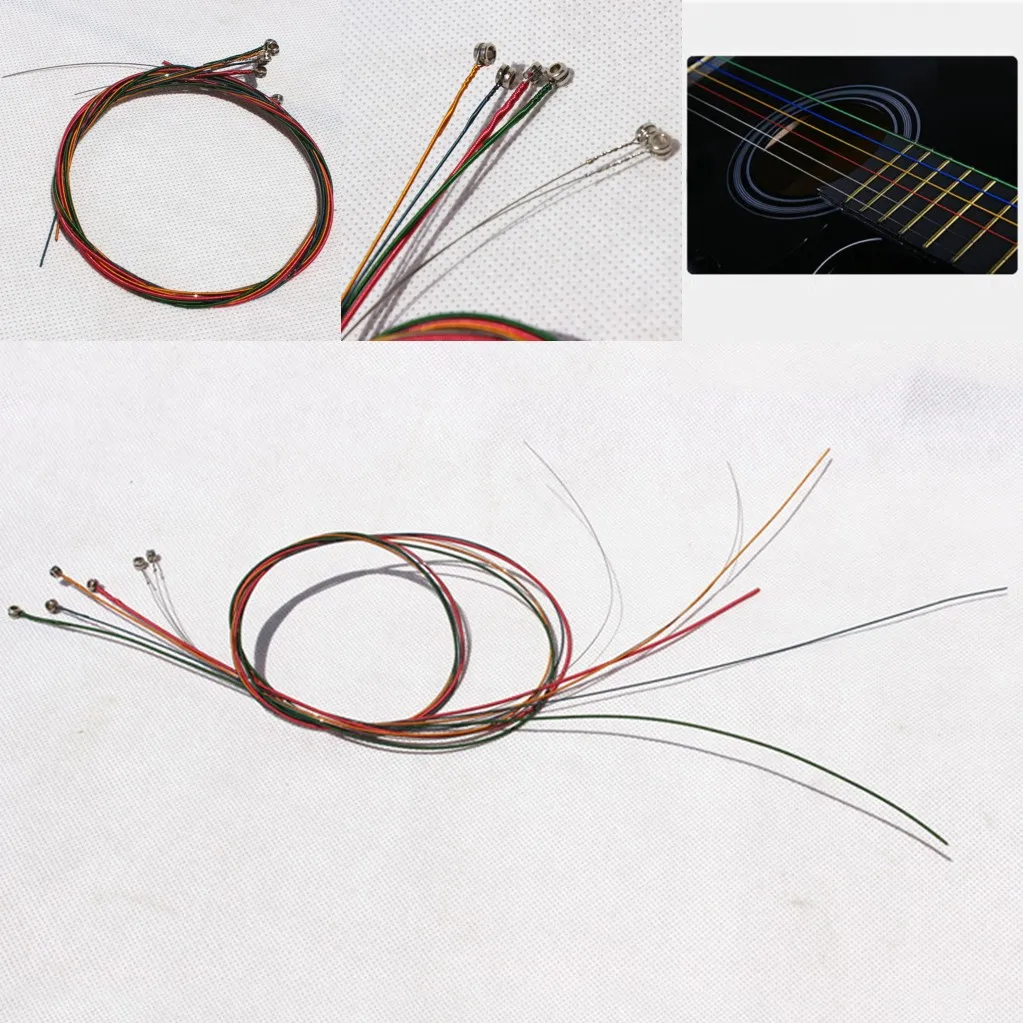 

6 Pcs/set Rainbow Colorful Guitar Strings E-A For Acoustic Folk Guitar Classic Guitar