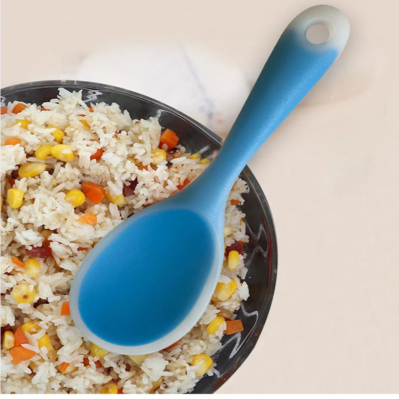 

Kitchen Utensils Translucent Silicone Spoon Kitchen Tool Spoon Clean Heat-resistant Non-stick Rice Spoon Cooking Utensils