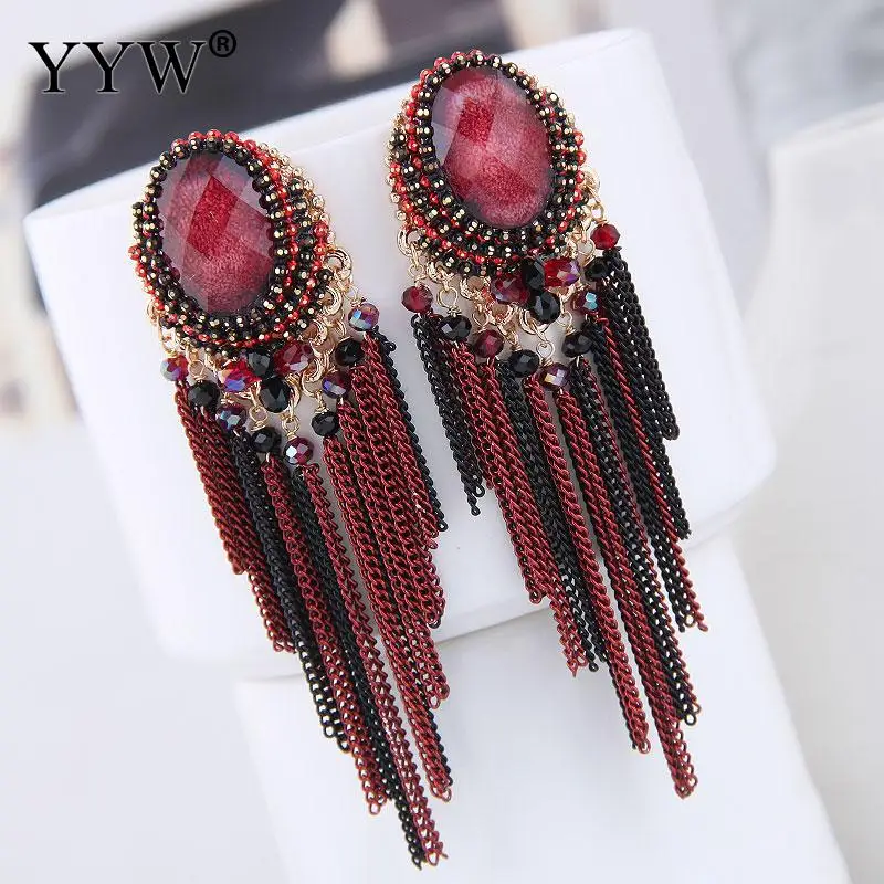 Европейский дизайн женские серьги с кисточками Висячие болтающиеся длинные