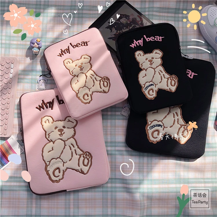 

Милый чехол для планшета в Корейском стиле с медведем для Ipad 10,2, 10,5 Pro, 11, 12,9, сумка-вкладыш, защитный чехол для ноутбука 13 дюймов для Macbook Air/pro