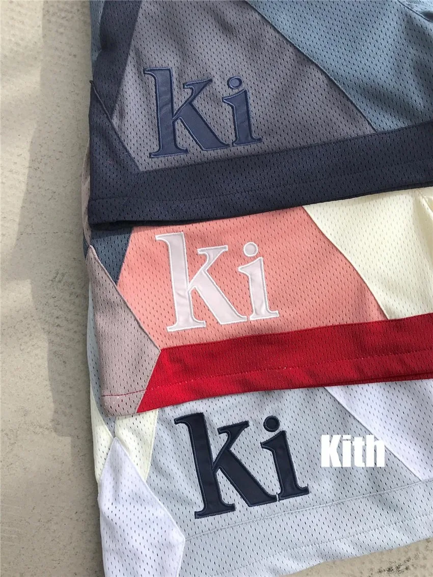 

Patchwork KITH Mesh Shorts Men Women Red Black White Oversize Breechcloth Breathable Drawstring men casual shorts