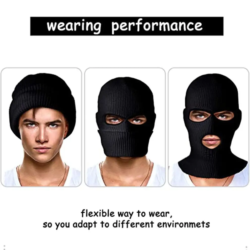 

Full Face Cover Ski Mask Hat 3 Holes Balaclava Army Tactical Windproof Knit Beanies Bonnet Winter Warm Unisex Caps