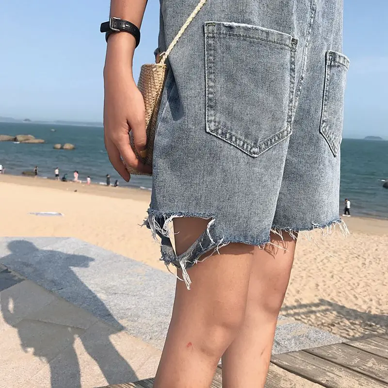

Rompers Women Denim Fur-lined Chic Summer Sweet Pockets Preppy Loose Vintage Students Korean Style Streetwear Playsuits Harajuku