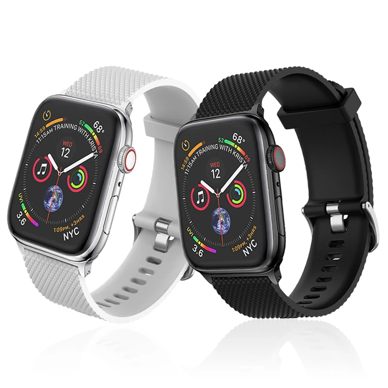 Новый текстурированный силиконовый ремешок для Apple watch 5 44 мм 42 40 38 iWatch Series 1 2 3 4