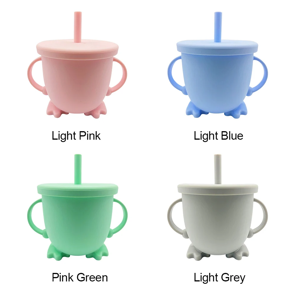 

150ml Baby Feeding Drinkware Spill-proof Toddlers Kids Drinking Soft Silicone Learning Handle Training Sippy Cup Bottle With Lid