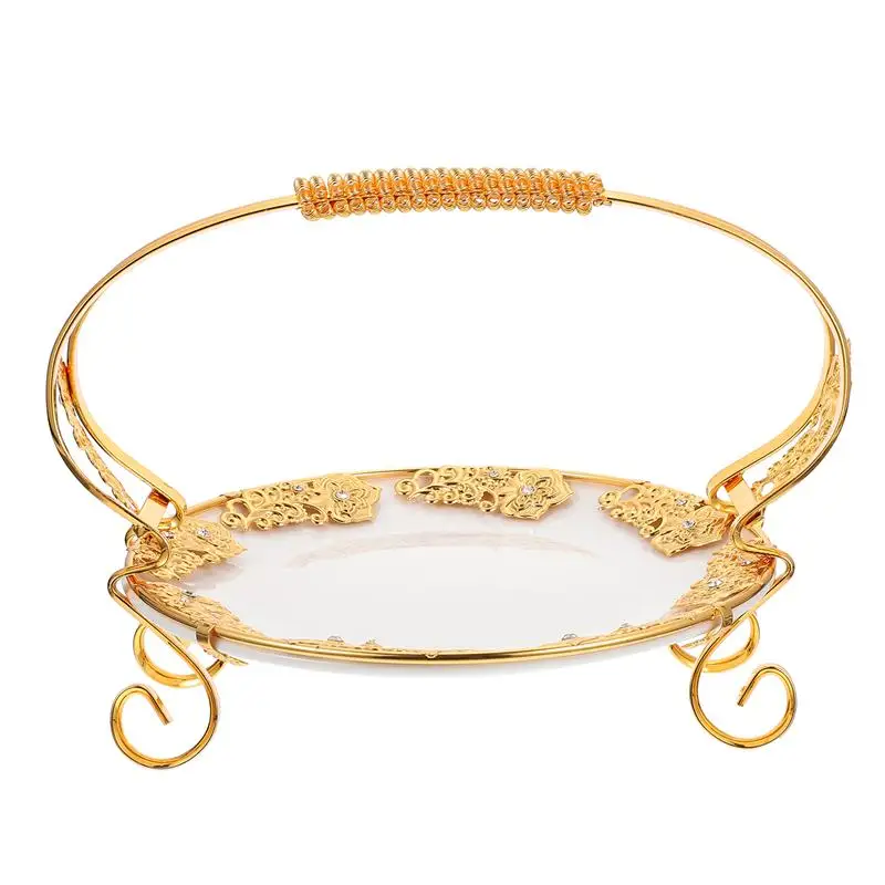 

Портативная десертная тарелка в европейском стиле, 1 шт., 8 дюймов, подающая тарелка для еды, подставка для фруктов с ручкой для дома, ресторан...