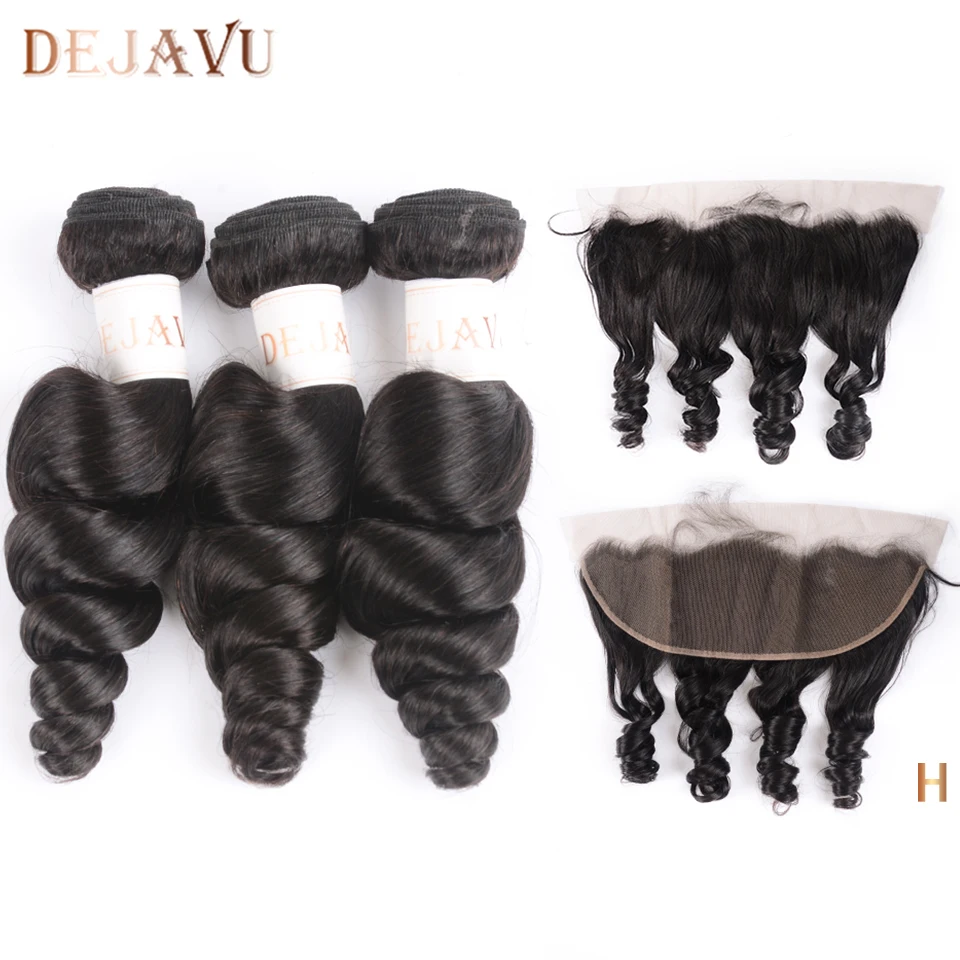 DEJAVU свободная волна пряди с фронтальной не-Реми перуанские волосы закрытием 3 уха
