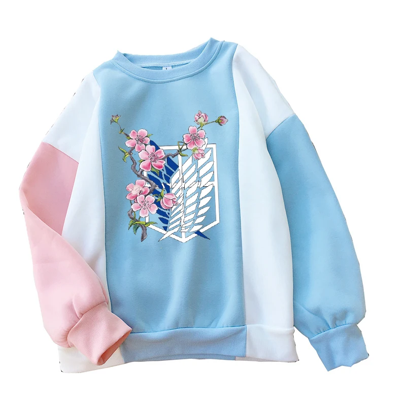 

Y2k Женская толстовка, блузка, Повседневная флисовая Милая женская одежда с О-образным вырезом и принтом креативного цвета «атака на Титанов...