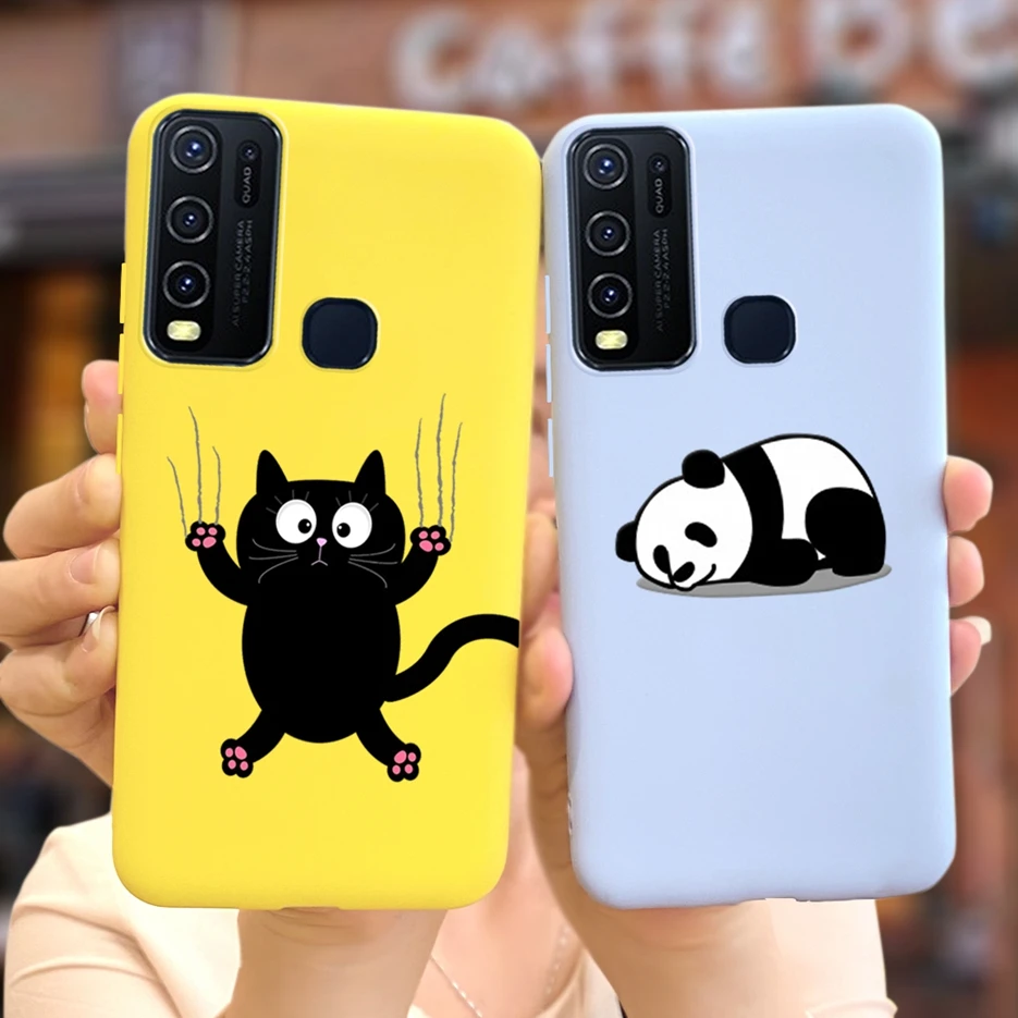 Чехол для Vivo Y30 Y50, 1935, 1938, мягкий силиконовый чехол с милым рисунком панды, динозавра, задняя крышка для телефона Vivo Y50, Y 30, 50, чехол для телефона, сумки